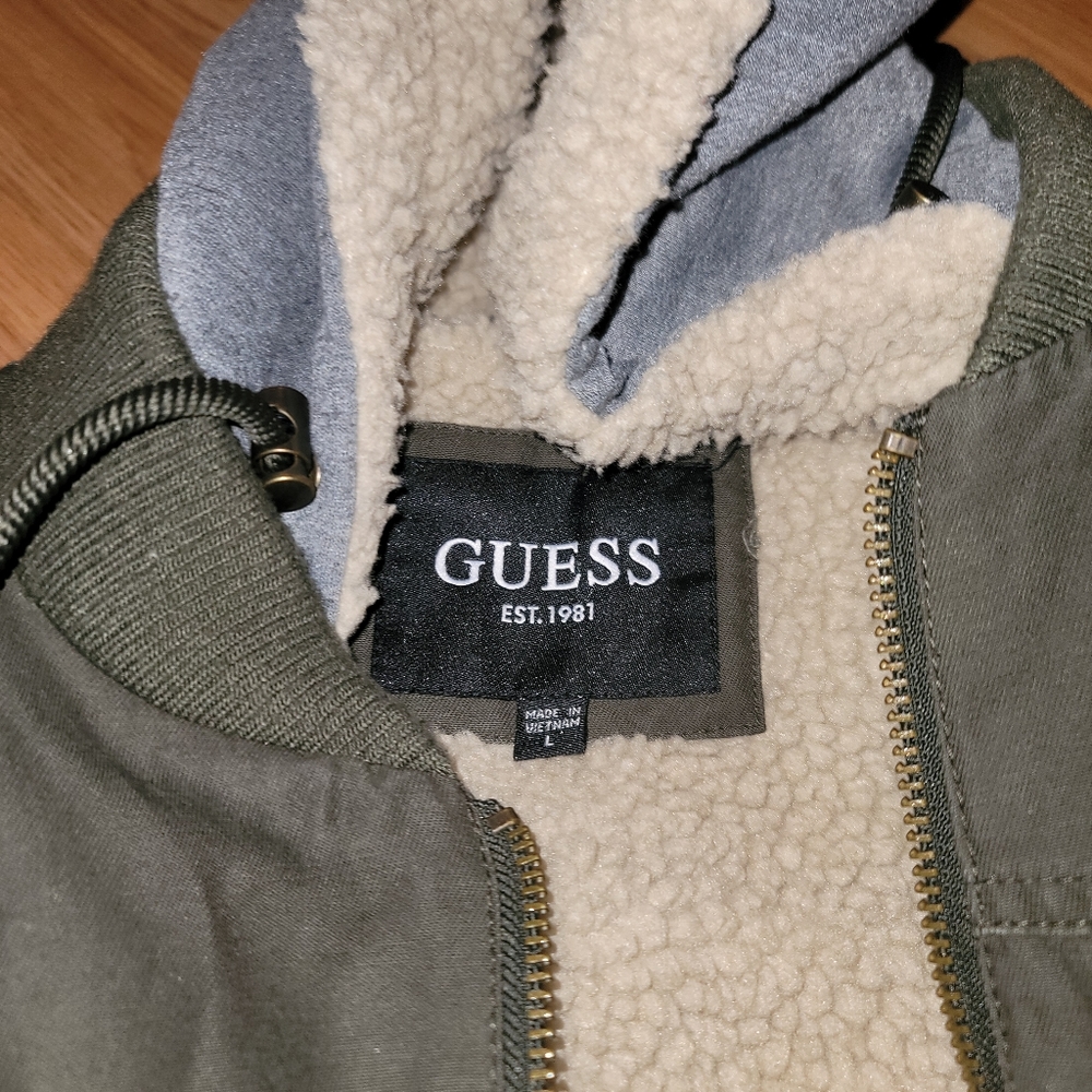Men's GUESS Jacket LARGE Olive Green